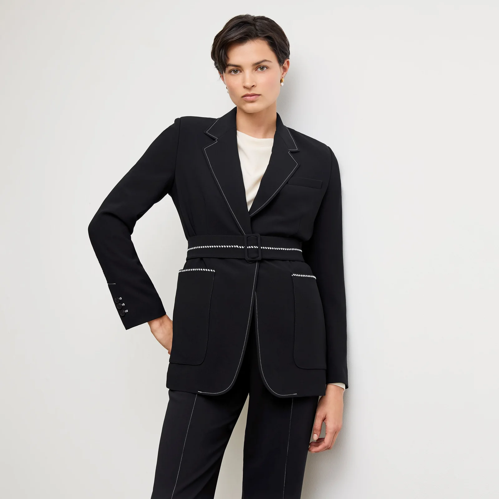 M.M. LaFleur Athena Jetset Blazer - Everyday Crepe with Topstitch