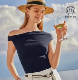 Summet Asymmetrical Brami Top with Built-In Bra