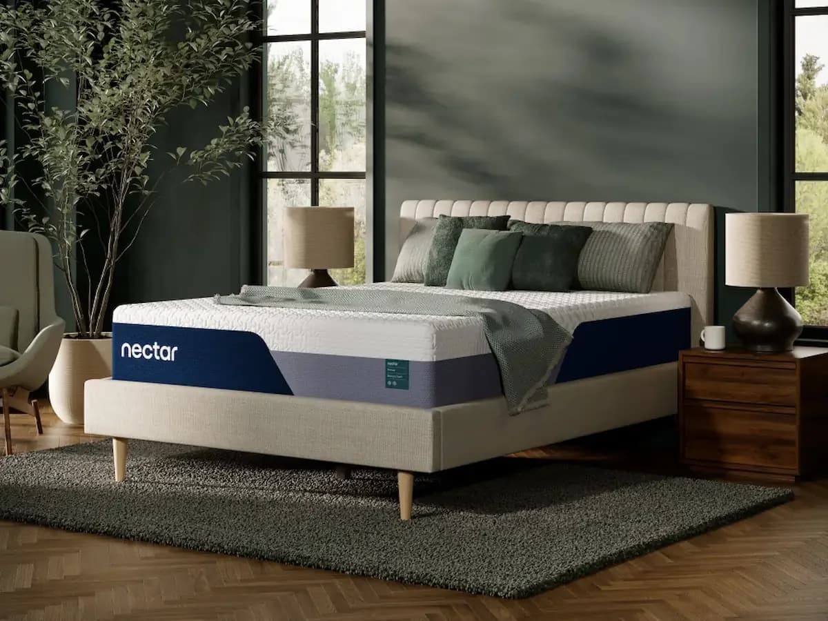 Nectar Premier memory foam mattress in a green bedroom