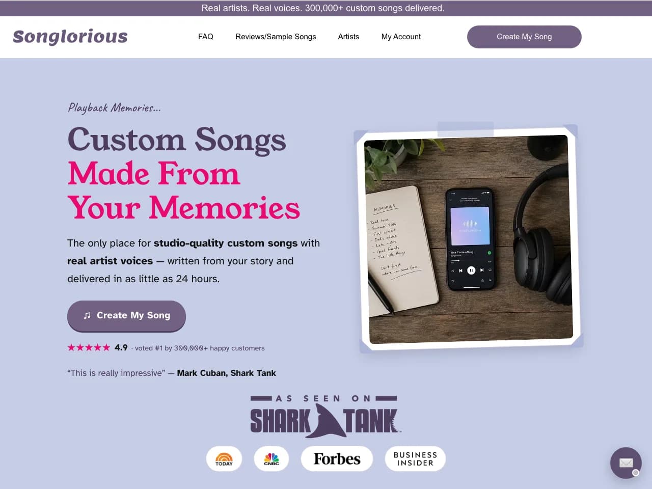 Songlorious website screenshot