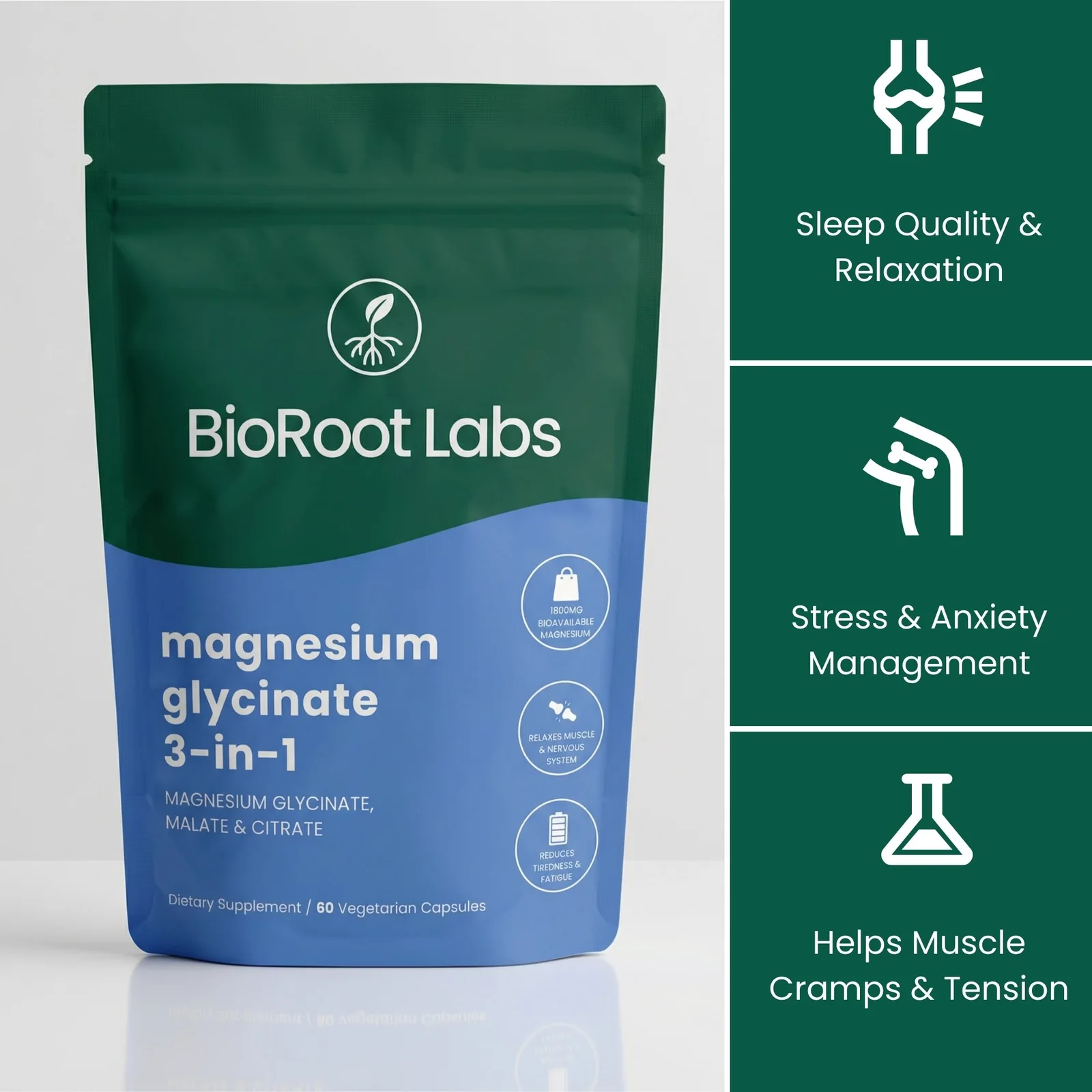 BioRoot Labs Magnesium Glycinate 3 In 1