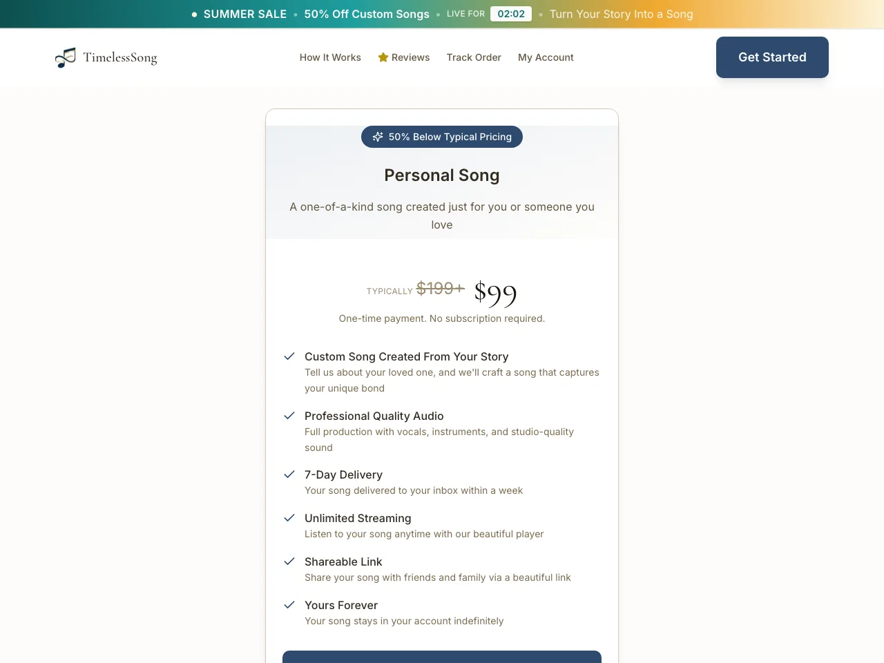 TimelessSong website screenshot