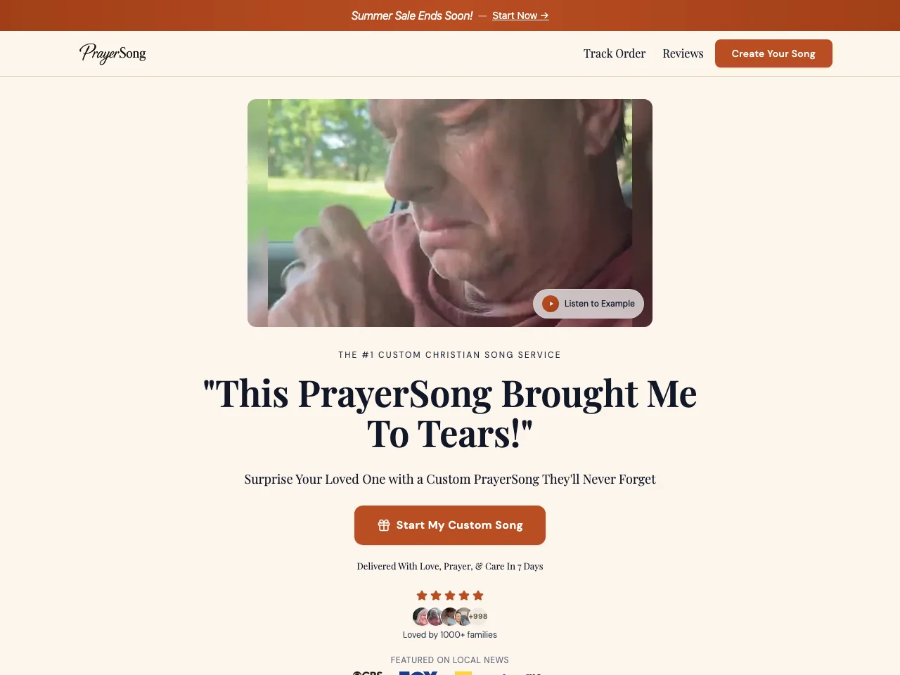 PrayerSong website screenshot