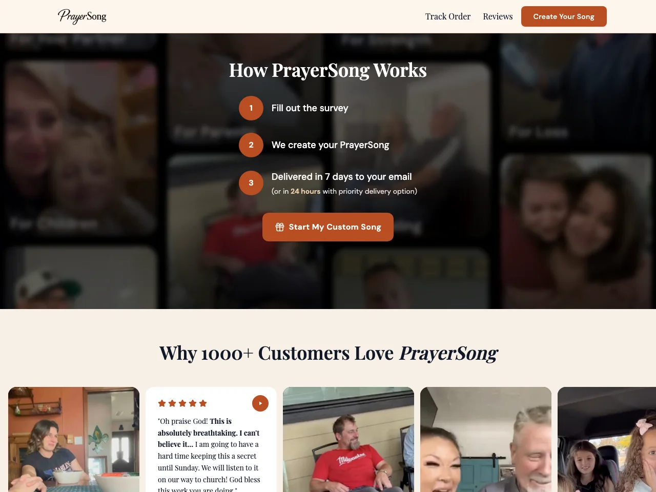 PrayerSong website screenshot