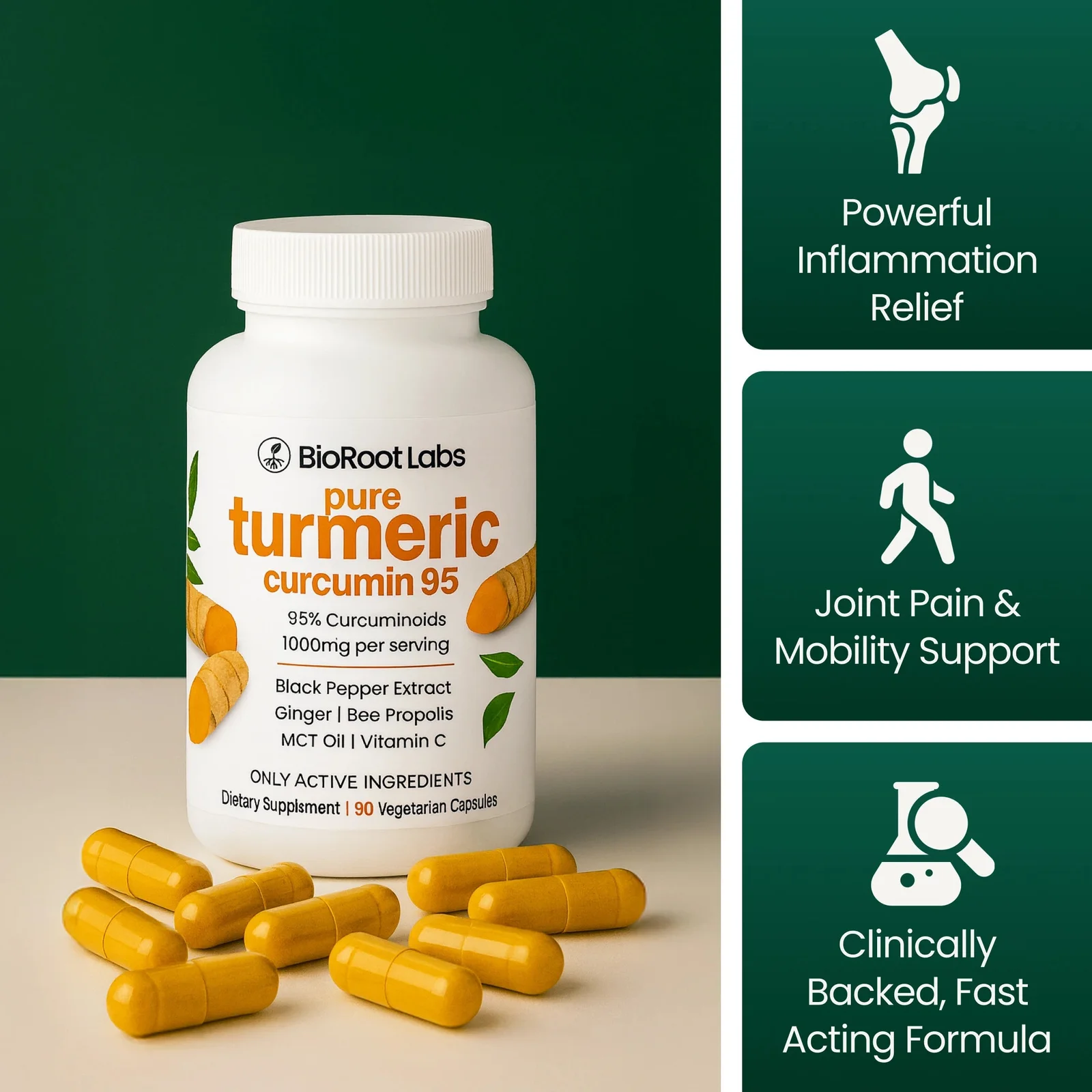 BioRoot Labs Turmeric Curcumin Capsules (1,000mg)