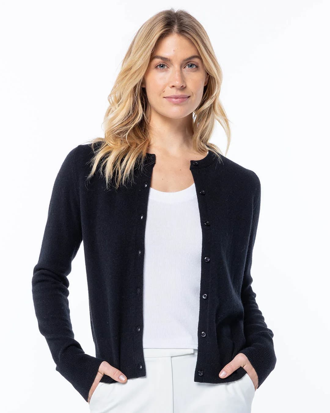 Pura Cashmere Cashmere Crewneck Cardigan